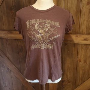 ⭐️5/$20 Womens hunting tee shirt Girls just want to have guns casual wear